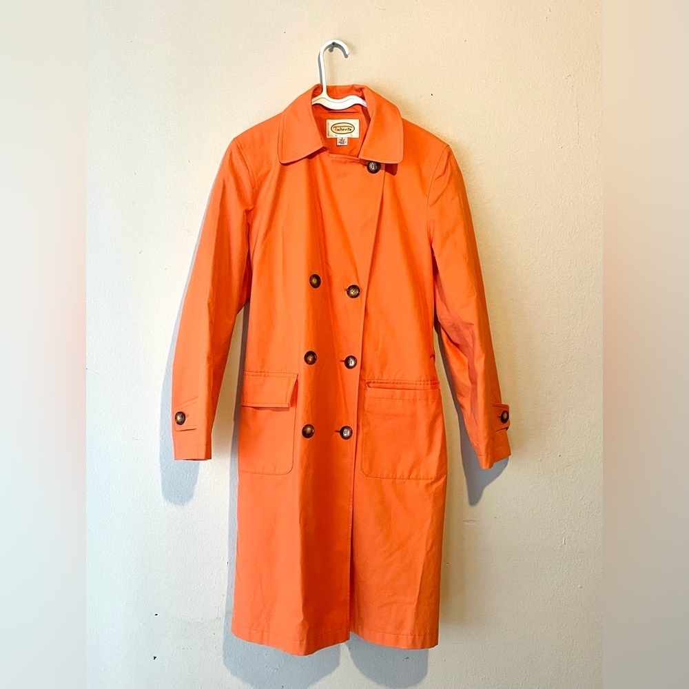Vintage Talbots Belted Trench Coat Salmon‎ Sz 6 Double Breasted w Pockets